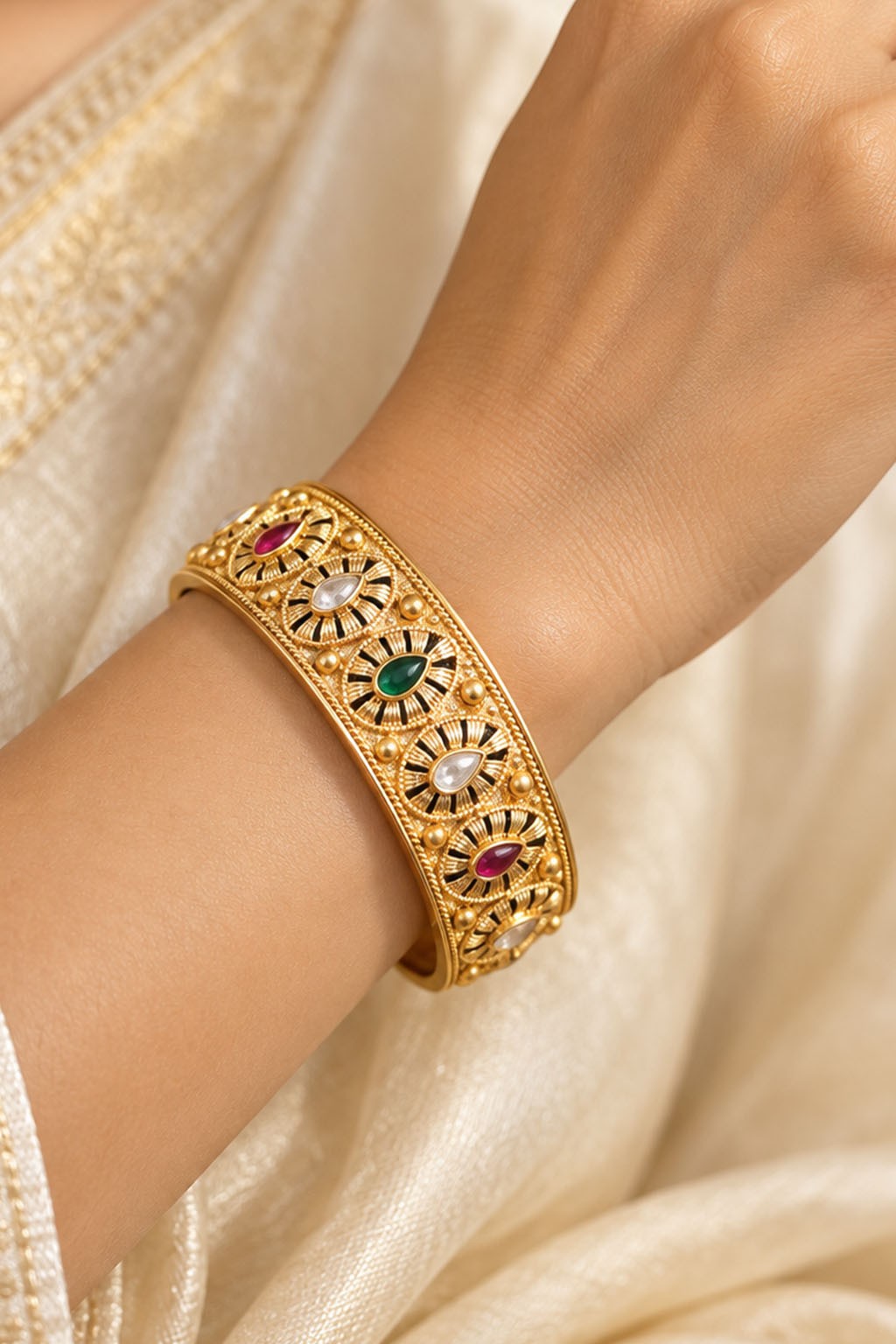 Multi-Stone Gold Bangles (Design 2)
