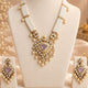Long Kundan Necklace Set with Earrings – Light Pink