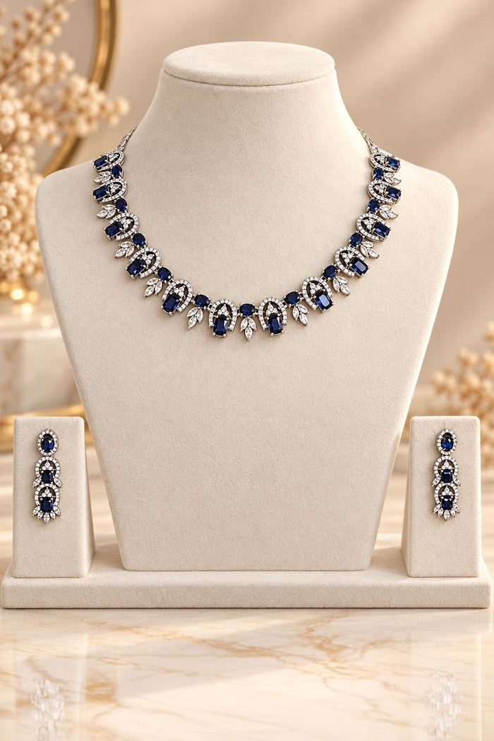 Silver Blue Sapphire Stone Necklace