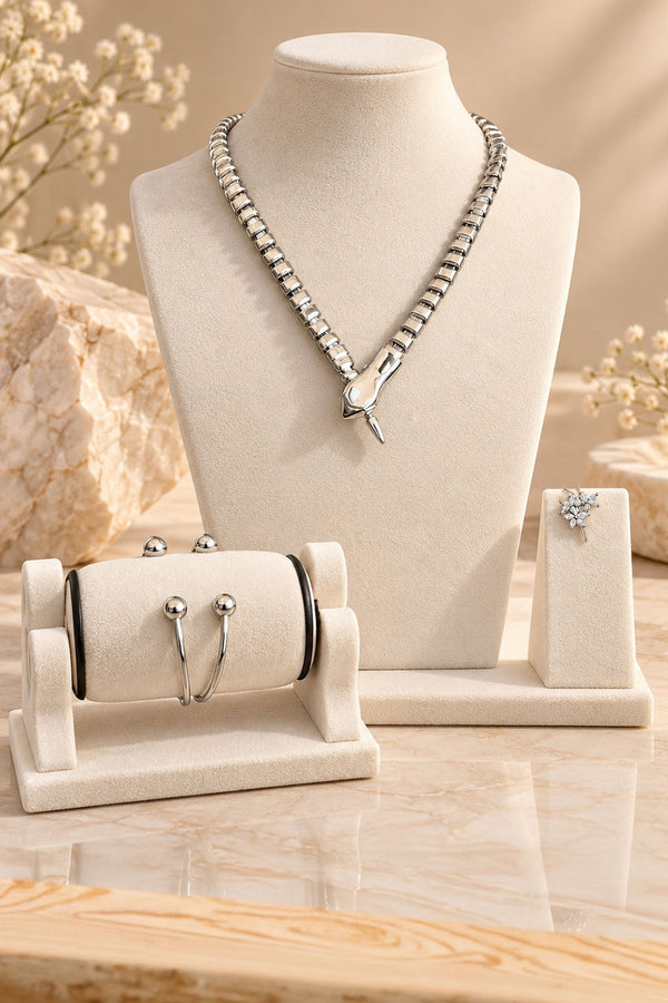 Silver Snake Motif Western Set