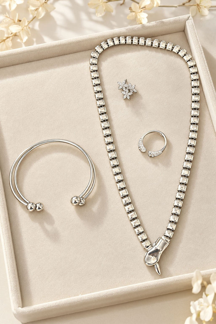 Silver Snake Motif Western Set