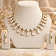 Golden Green & Moonstone Round Necklace with Earrings