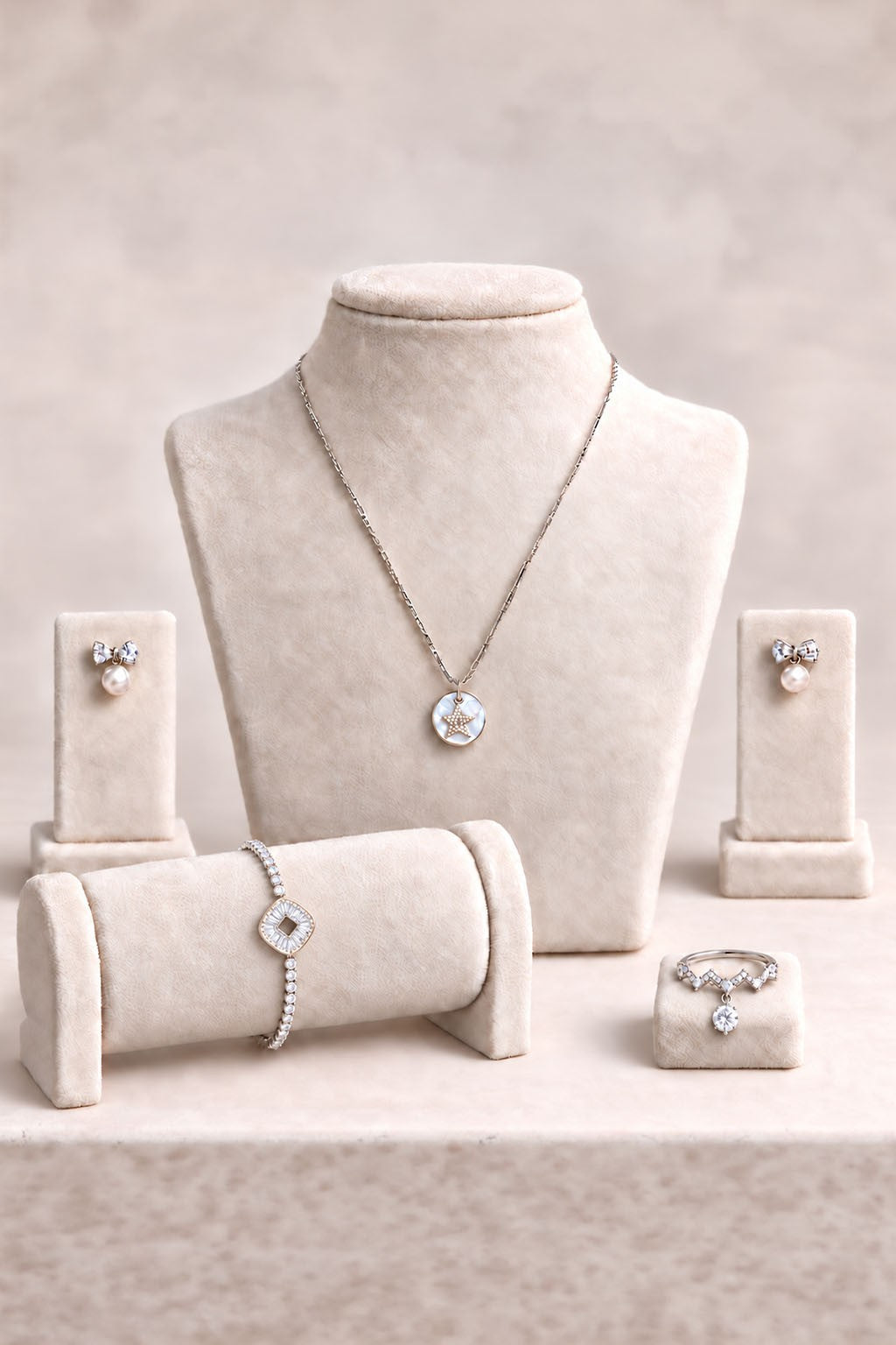 Classic Silver Set – Chain, Earrings, Ring & Kada