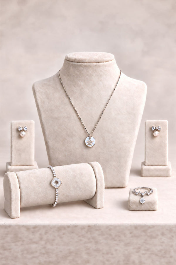 Classic Silver Set – Chain, Earrings, Ring & Kada