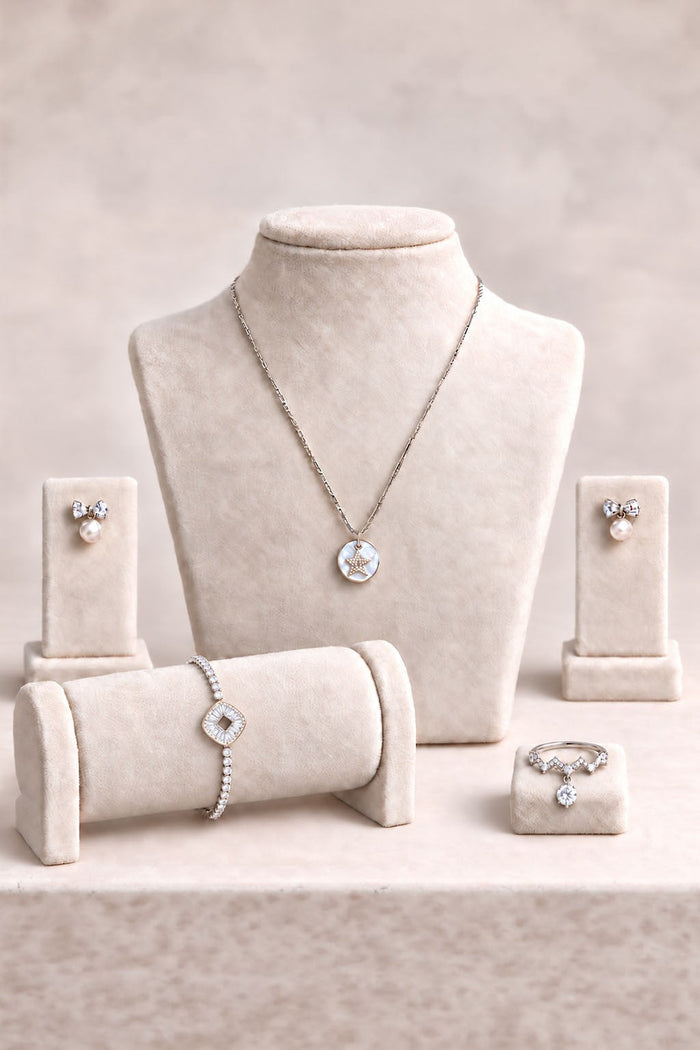 Classic Silver Set – Chain, Earrings, Ring & Kada