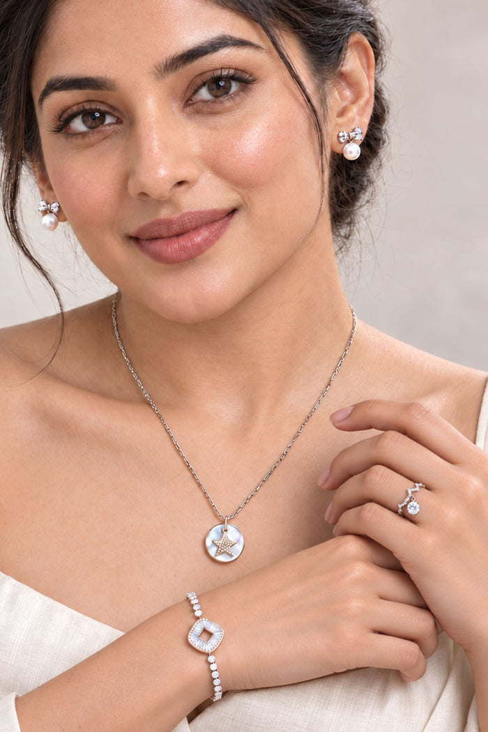 Classic Silver Set – Chain, Earrings, Ring & Kada