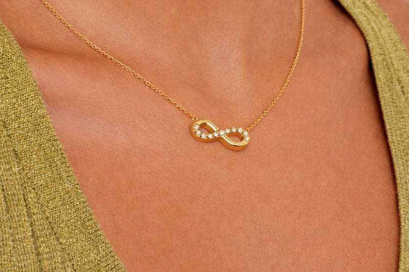 18kt Gold Polish Chain with Infinity Pendant Anti-Tarnish & Anti-Allergic for Girls