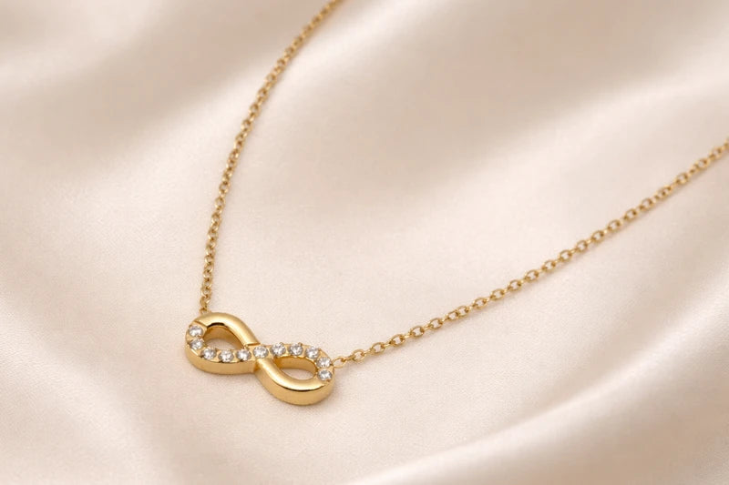 18kt Gold Polish Chain with Infinity Pendant Anti-Tarnish & Anti-Allergic for Girls