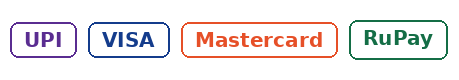 We accept UPI, Visa, Mastercard and RuPay