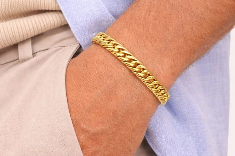 18kt Gold-Plated Cuban Man's Bracelet Men Anti-Tarnish & Anti-Allergic