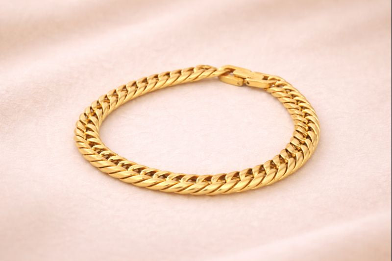 18kt Gold-Plated Cuban Man's Bracelet Men Anti-Tarnish & Anti-Allergic
