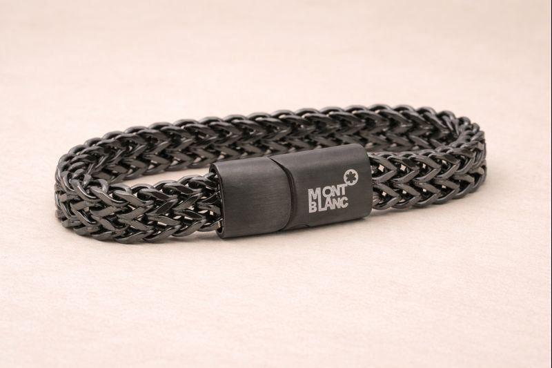 Stainless Steel Black Polish Matte Finish Bracelet for Boys Anti-Tarnish & Anti-Allergic