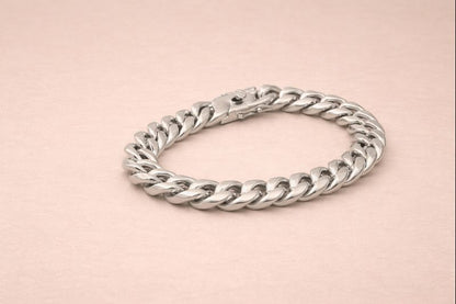 stainless steel silver polish cuban bracelet for mens anti tranish anti allergic