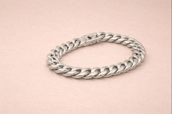Stainless Steel Cuban Bracelet for Men – Silver
