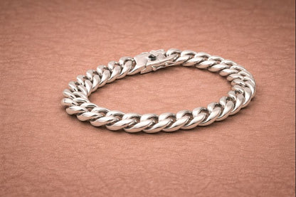 stainless steel silver polish cuban bracelet for mens anti tranish anti allergic