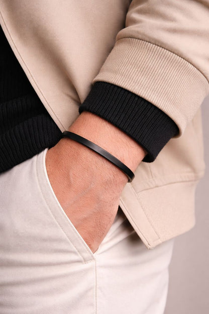 black polish stainless steel kada for mens anti tranish anti allergic