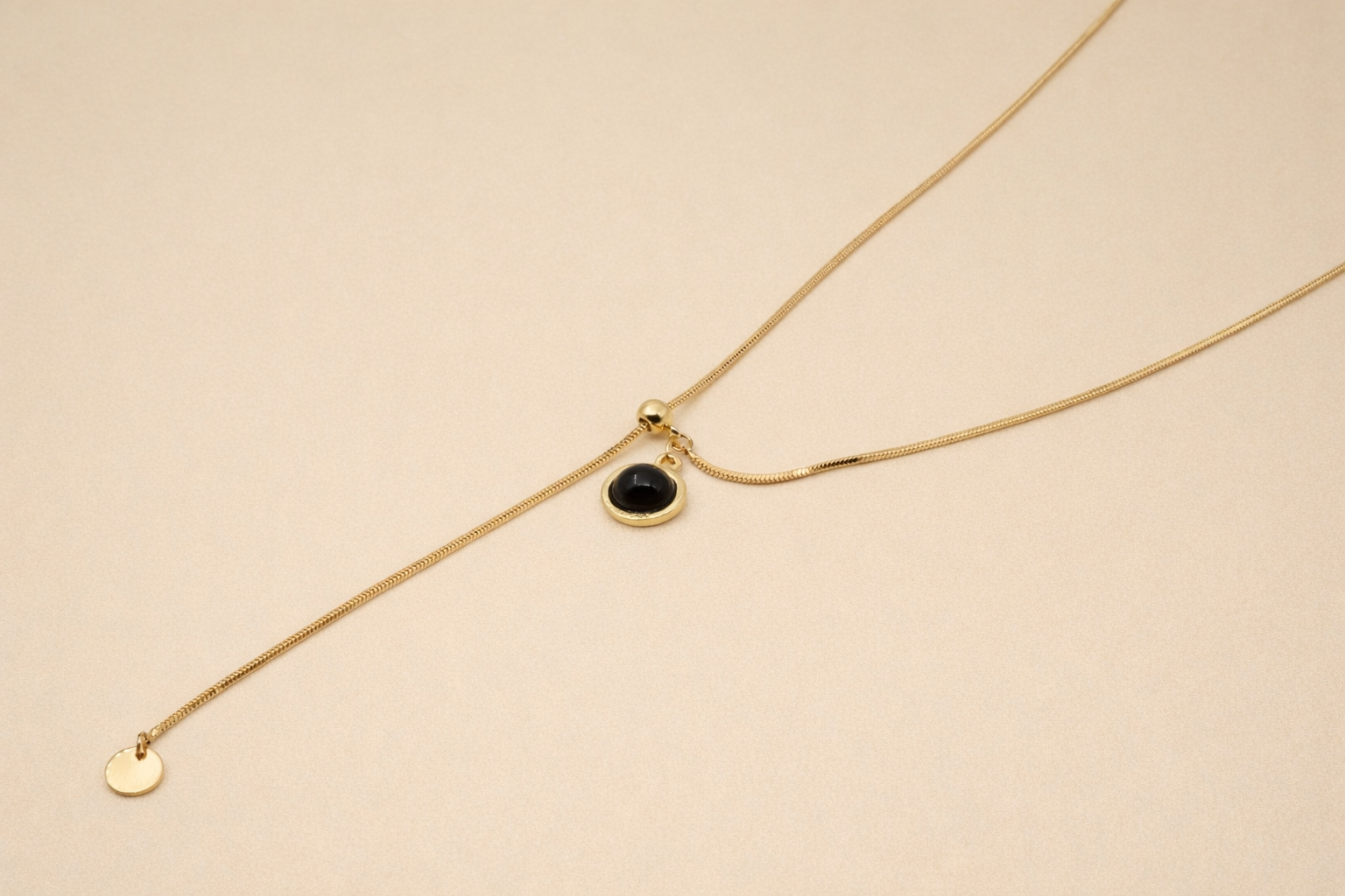 18kt Gold-Plated Necklace with Black Onyx Stone Anti-Tarnish & Anti-Allergic for Girls