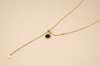 18kt gold-plated necklace with black onyx stone anti tranish anti allergic for girls