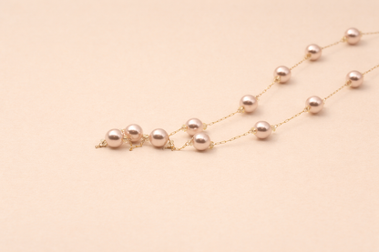 18kt gold polish with pearl necklace anti tranish anti allergic for girls