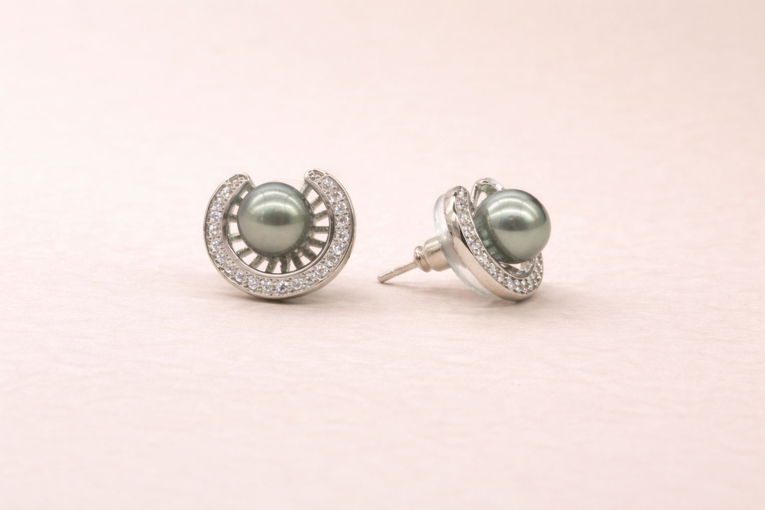 Stainless Steel Silver Polish with Diamond & Grey Pearl Anti-Tarnish & Anti-Allergic Fancy Earring for Girls
