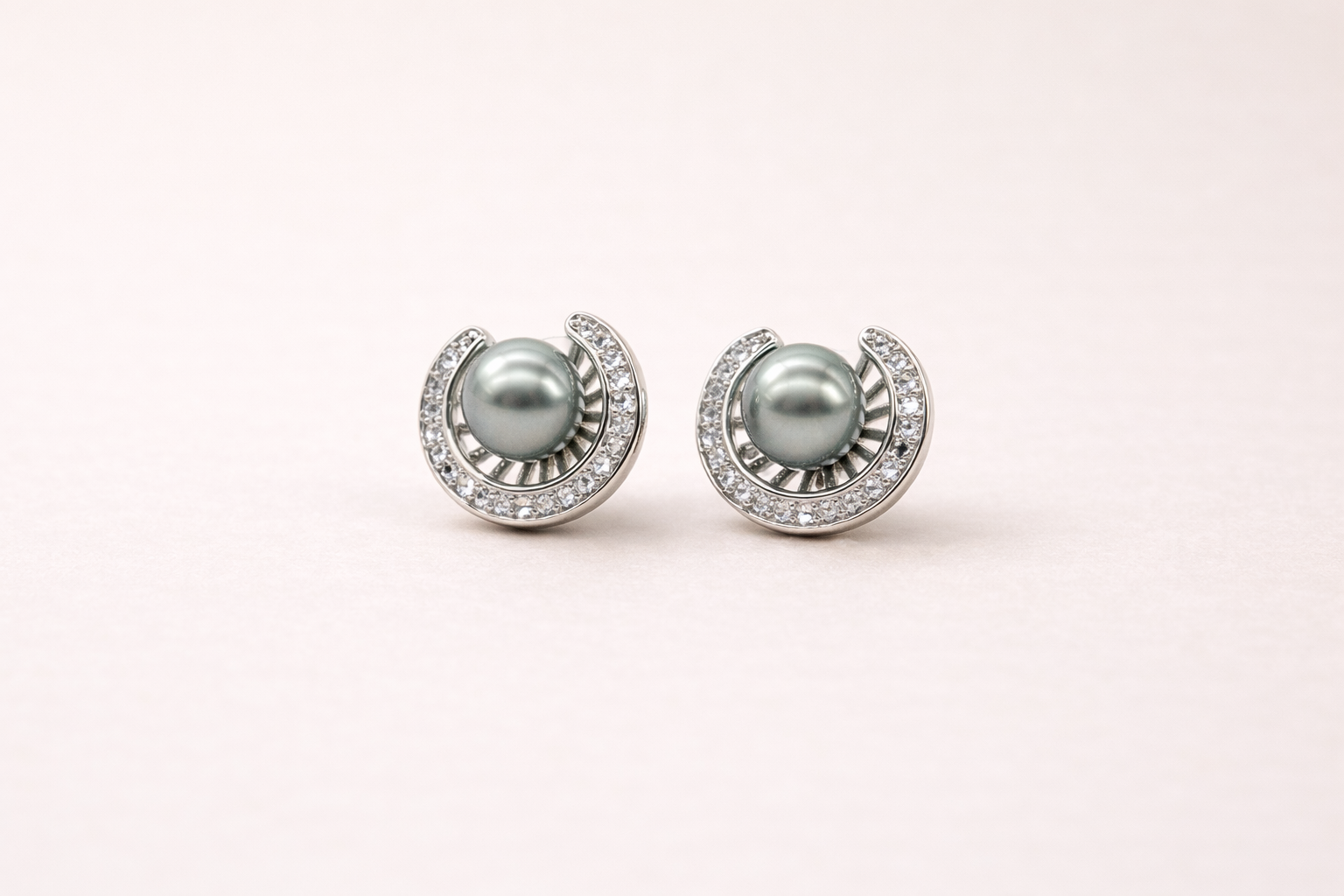 Stainless Steel Silver Polish with Diamond & Grey Pearl Anti-Tarnish & Anti-Allergic Fancy Earring for Girls