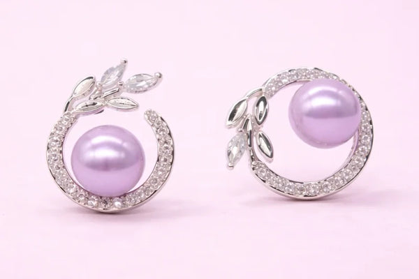Diamond & Light Purple Fancy Earring for Women – Silver