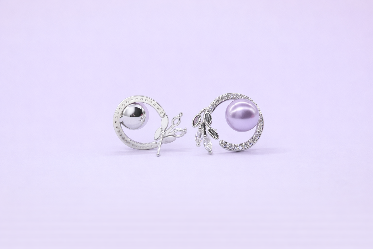Stainless Steel Silver Polish with Diamond & Light Purple Anti-Tarnish & Anti-Allergic Fancy Earring for Girl