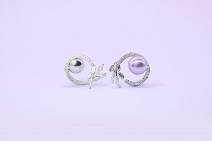 stainless steel silver polish with diamond & ligh purple anti tarnish anti allergic fancy earring for girl