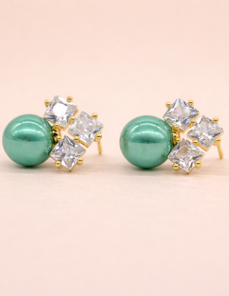18kt gold polish with swarovski stone & pearl anti tarnish anti allergic fancy earring for girl
