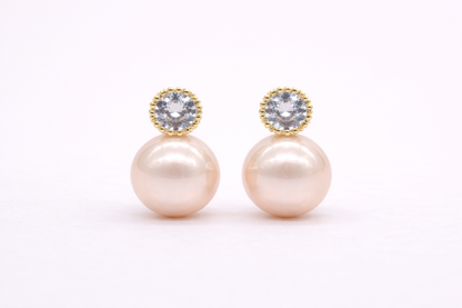 18kt gold polish with swarovski stone & pearl anti tarnish anti allergic fancy earring for girl