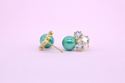 18kt gold polish with swarovski stone & pearl anti tarnish anti allergic fancy earring for girl
