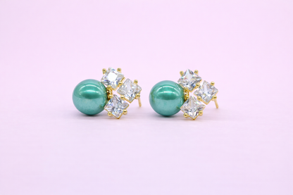 18kt gold polish with swarovski stone & pearl anti tarnish anti allergic fancy earring for girl