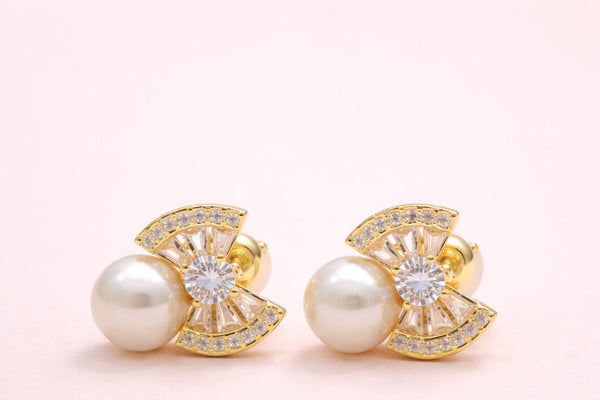 Pearl & Diamond Fancy Earring for Women – 18K Gold Plated