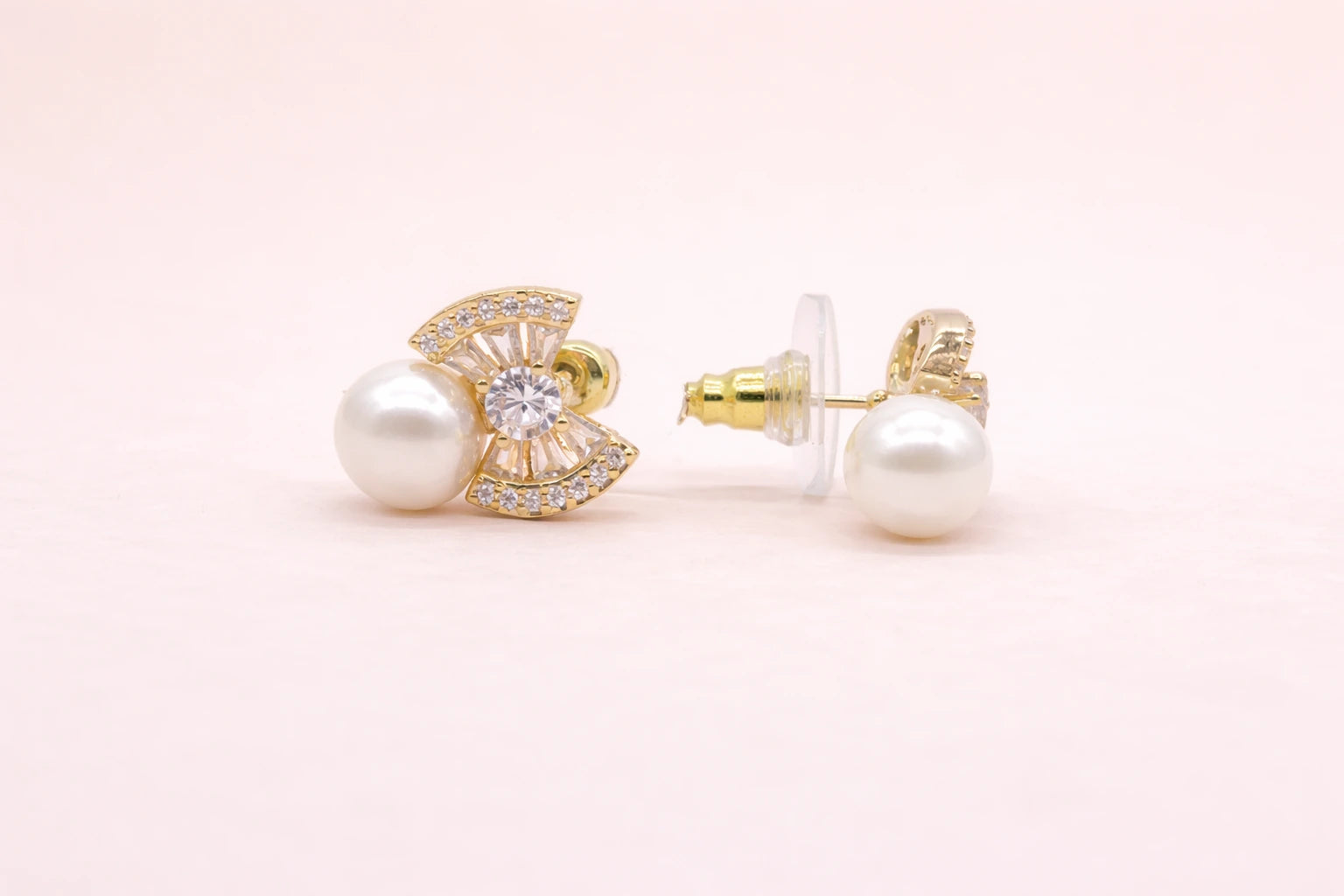18kt Gold Polish with Pearl & Diamond Anti-Tarnish & Anti-Allergic Fancy Earring for Girl