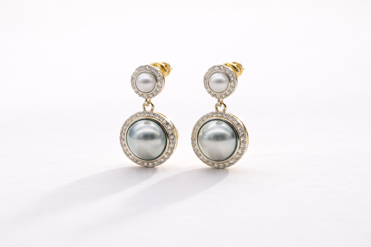 Stainless Steel with Silver Polish with Diamond & Light Blue Pearl Anti-Tarnish & Anti-Allergic Fancy Earring for Girls