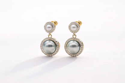 stainless steal with silver polish with diamond & light blue pearl anti tarnish anti allergic fancy earring for girls