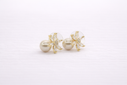 stainless steal with silver p&olish pink pearl anti tarnish anti allergic fancy earring for girls