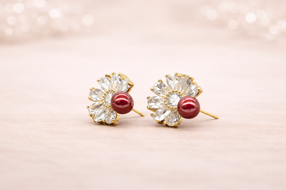 18kt gold polish with white pearl anti tarnish anti allergic fancy earring for girls
