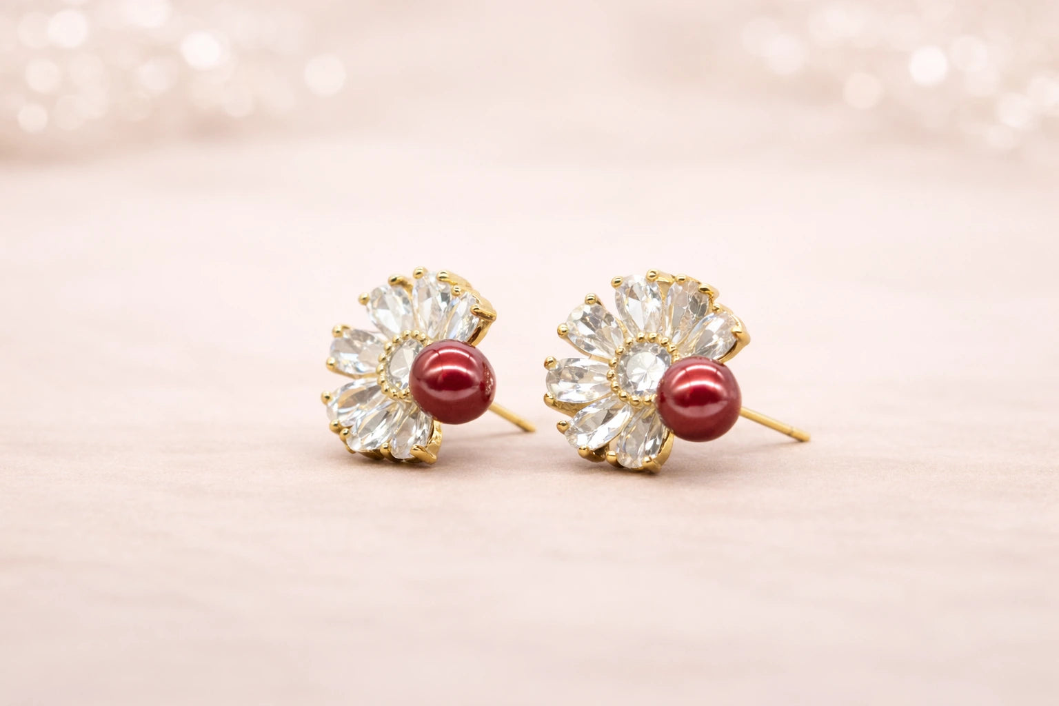 18kt Gold Polish with White Pearl Anti-Tarnish & Anti-Allergic Fancy Earring for Girls