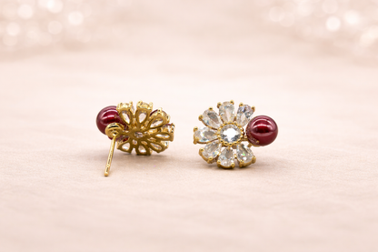 18kt gold polish with white pearl anti tarnish anti allergic fancy earring for girls