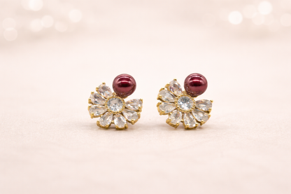 18kt gold polish with white pearl anti tarnish anti allergic fancy earring for girls