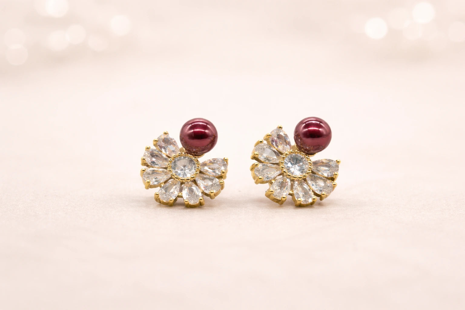 18kt Gold Polish with White Pearl Anti-Tarnish & Anti-Allergic Fancy Earring for Girls