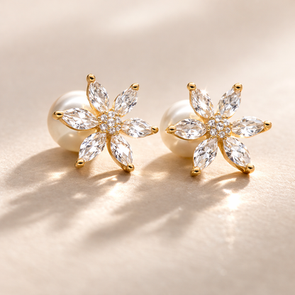18kt gold polish with white pearl anti tarnish anti allergic fancy earring for girls