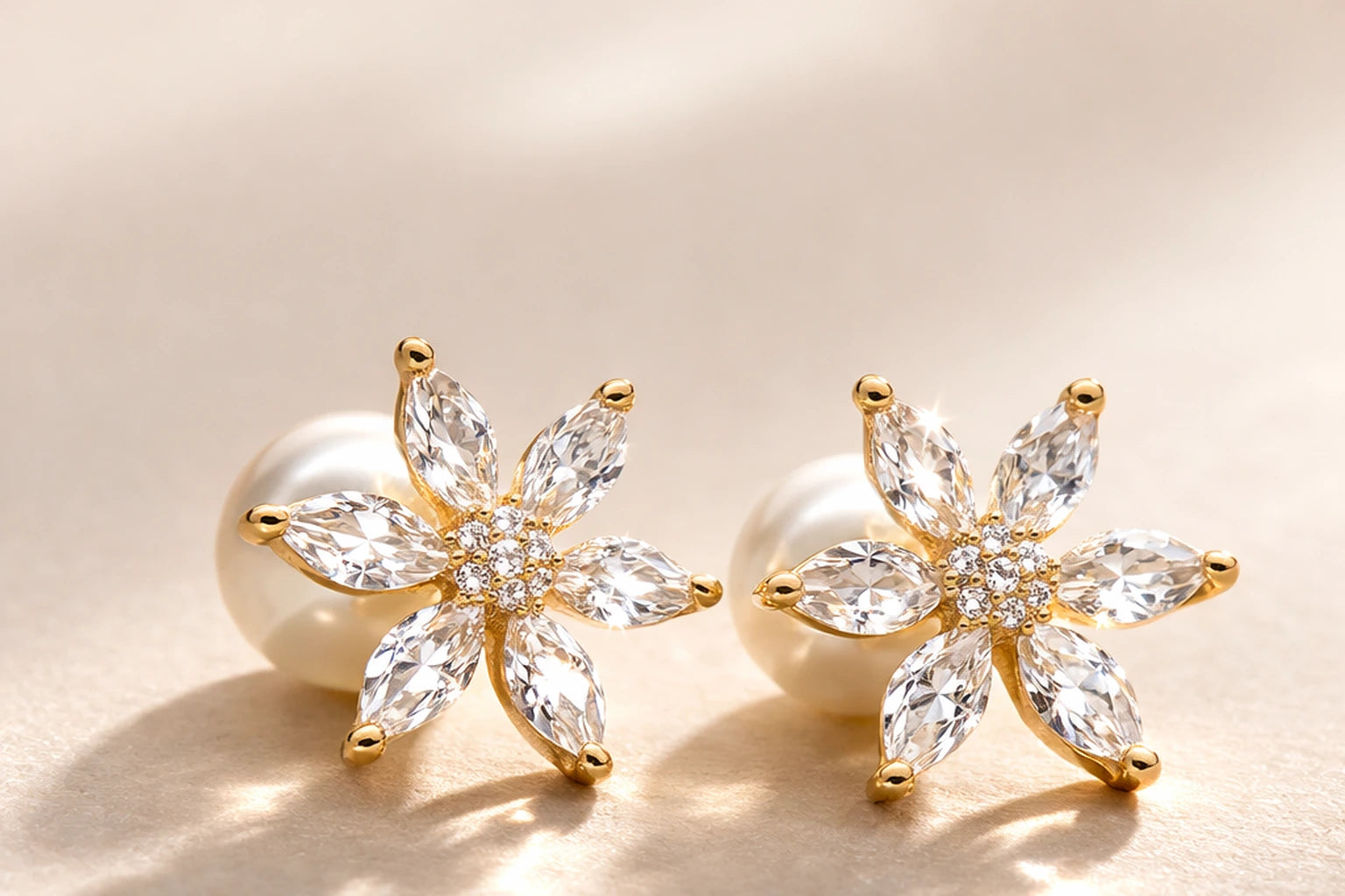 18kt Gold Polish with White Pearl Anti-Tarnish & Anti-Allergic Fancy Earring for Girls