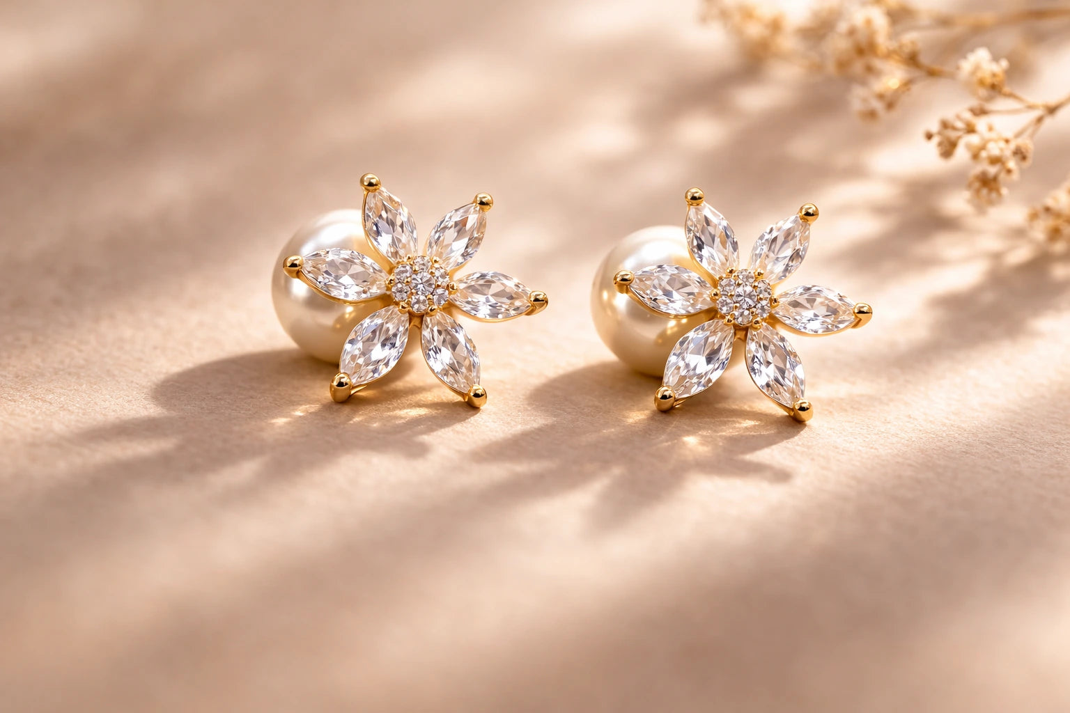 18kt Gold Polish with White Pearl Anti-Tarnish & Anti-Allergic Fancy Earring for Girls