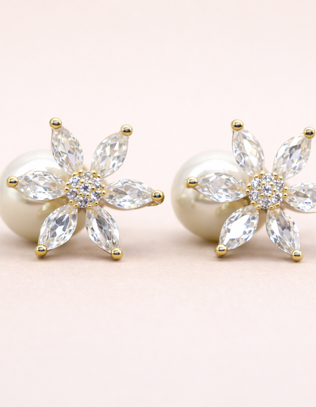 18kt gold polish with white pearl anti tarnish anti allergic fancy earring for girls