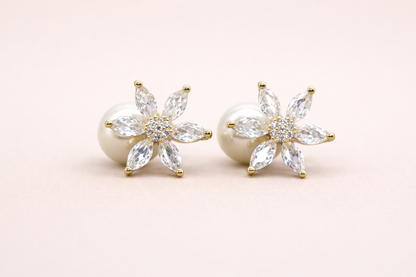 18kt gold polish with white pearl anti tarnish anti allergic fancy earring for girls