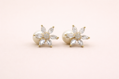 18kt gold polish with white pearl anti tarnish anti allergic fancy earring for girls