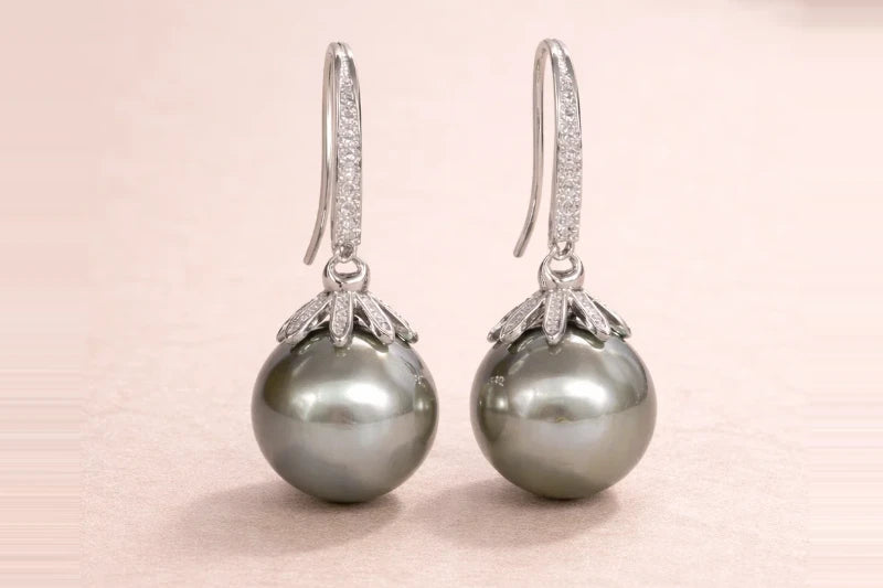 Stainless Steel with Silver Polish with Diamond & Grey Pearl Anti-Tarnish & Anti-Allergic Fancy Earring for Girls