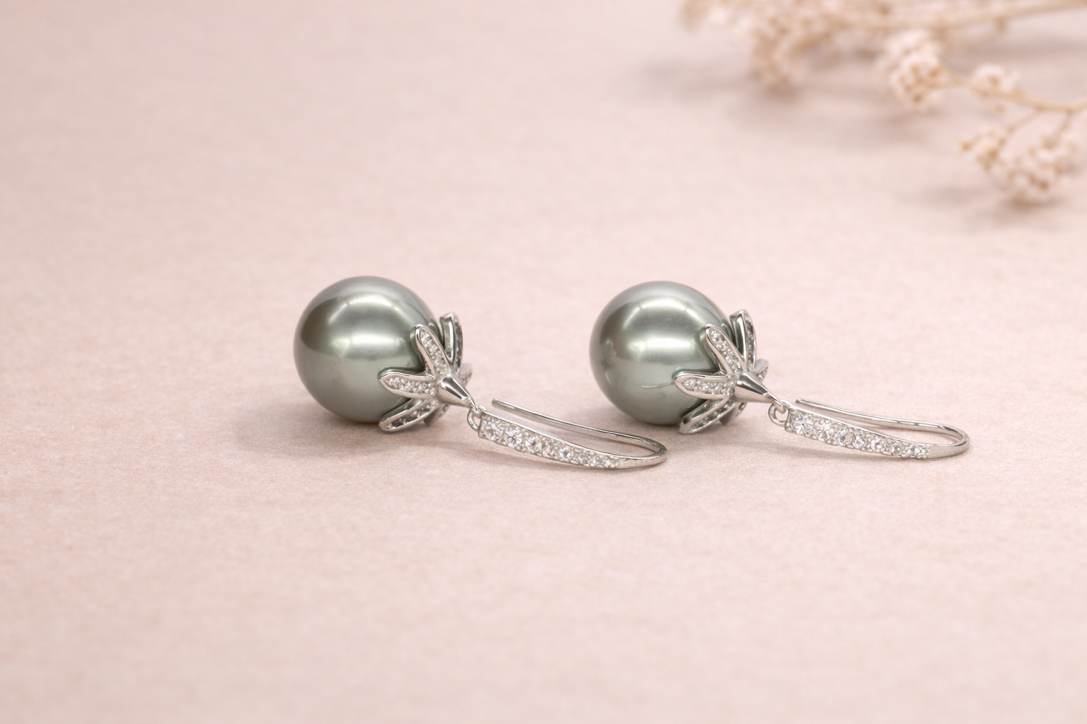 Stainless Steel with Silver Polish with Diamond & Grey Pearl Anti-Tarnish & Anti-Allergic Fancy Earring for Girls